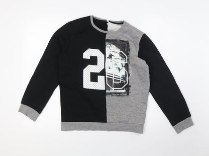 Marks and Spencer Boys Black Cotton Pullover Sweatshirt Size 11-12 Years - Rugby