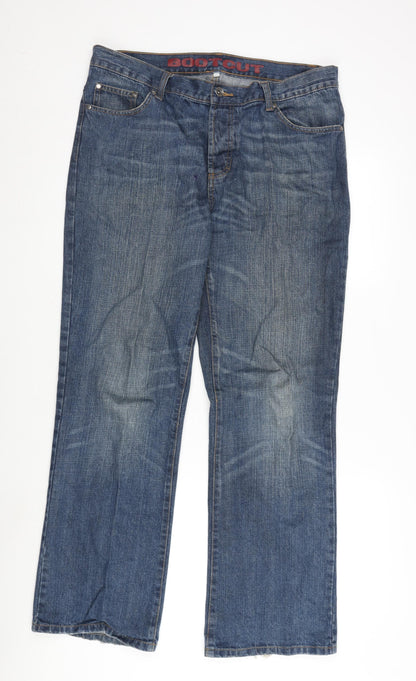 Debenhams Womens Blue Cotton Straight Jeans Size 36 in L32 in Regular Button