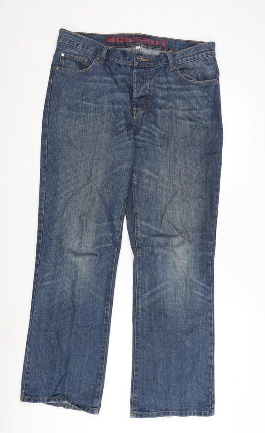 Debenhams Womens Blue Cotton Straight Jeans Size 36 in L32 in Regular Button