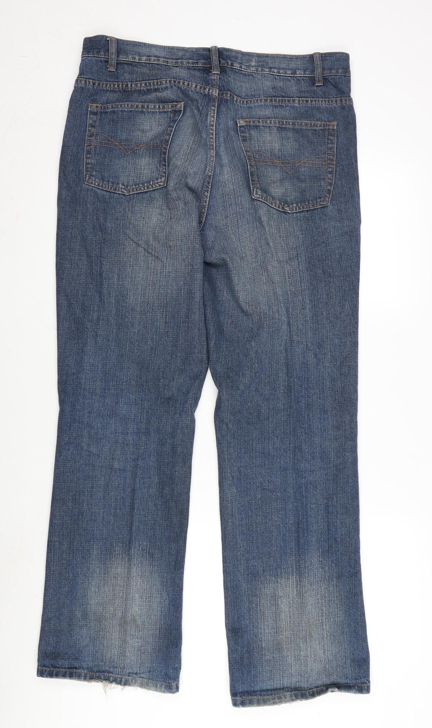 Debenhams Womens Blue Cotton Straight Jeans Size 36 in L32 in Regular Button