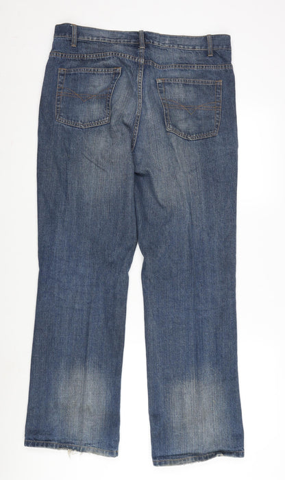 Debenhams Womens Blue Cotton Straight Jeans Size 36 in L32 in Regular Button