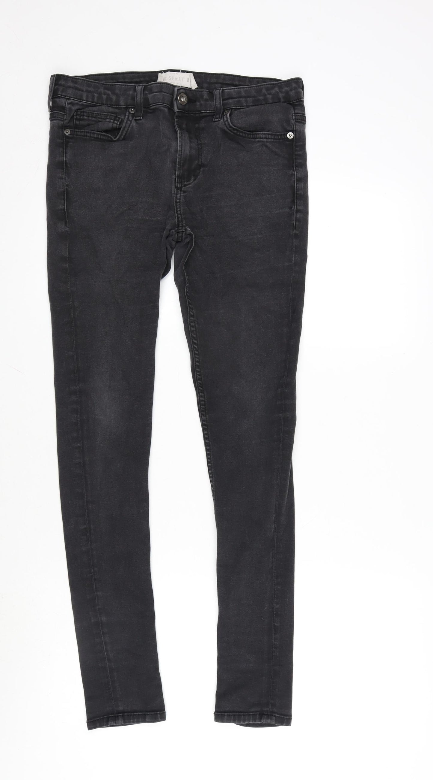 Mens UK Size 32 in Topman Regular Fit Straight Grey Jeans