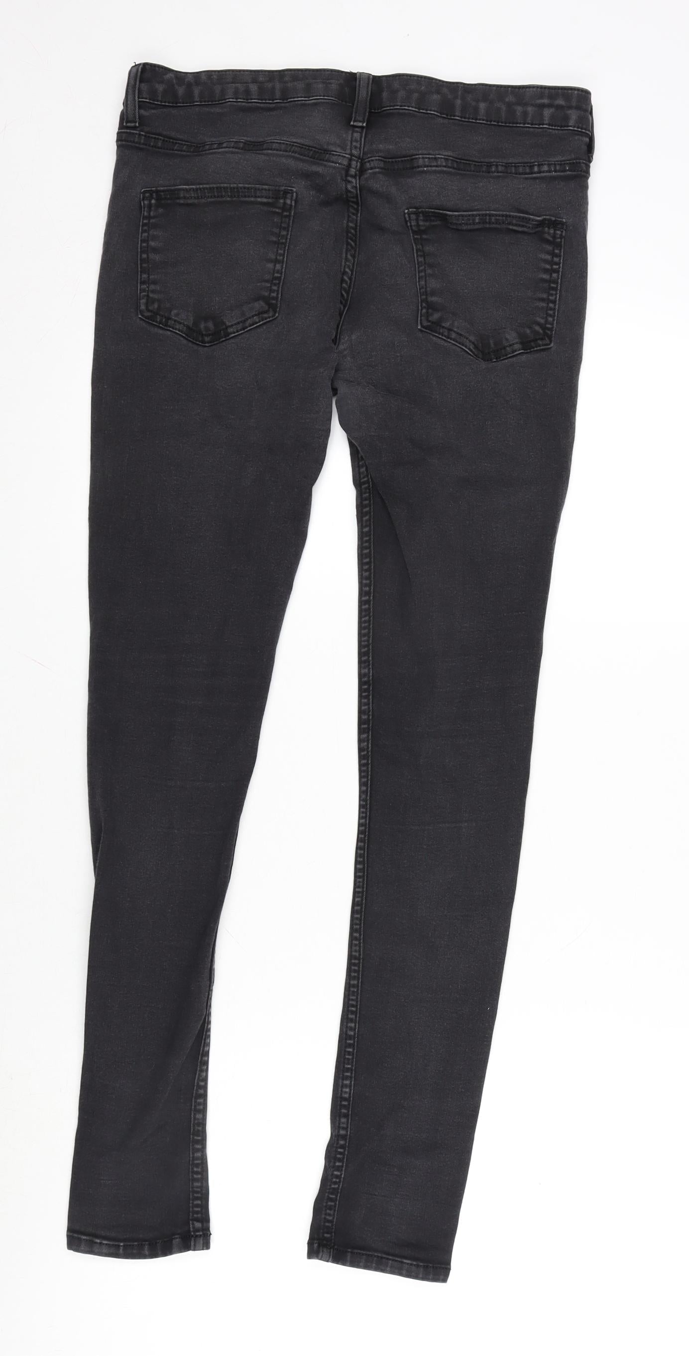 Mens UK Size 32 in Topman Regular Fit Straight Grey Jeans