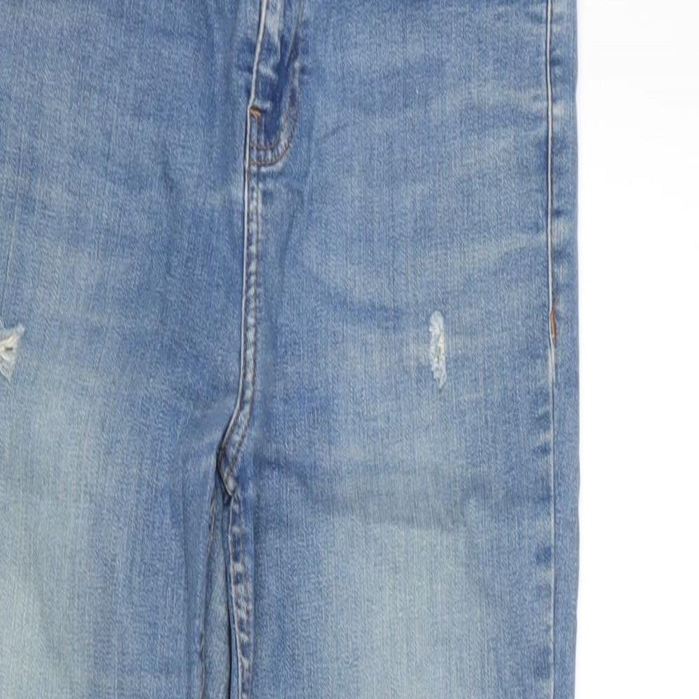 Topshop Womens Blue Cotton Blend Straight Jeans Size 30 in L30 in Regular Zip