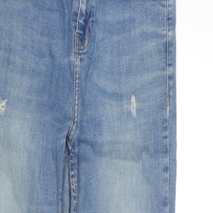 Topshop Womens Blue Cotton Blend Straight Jeans Size 30 in L30 in Regular Zip