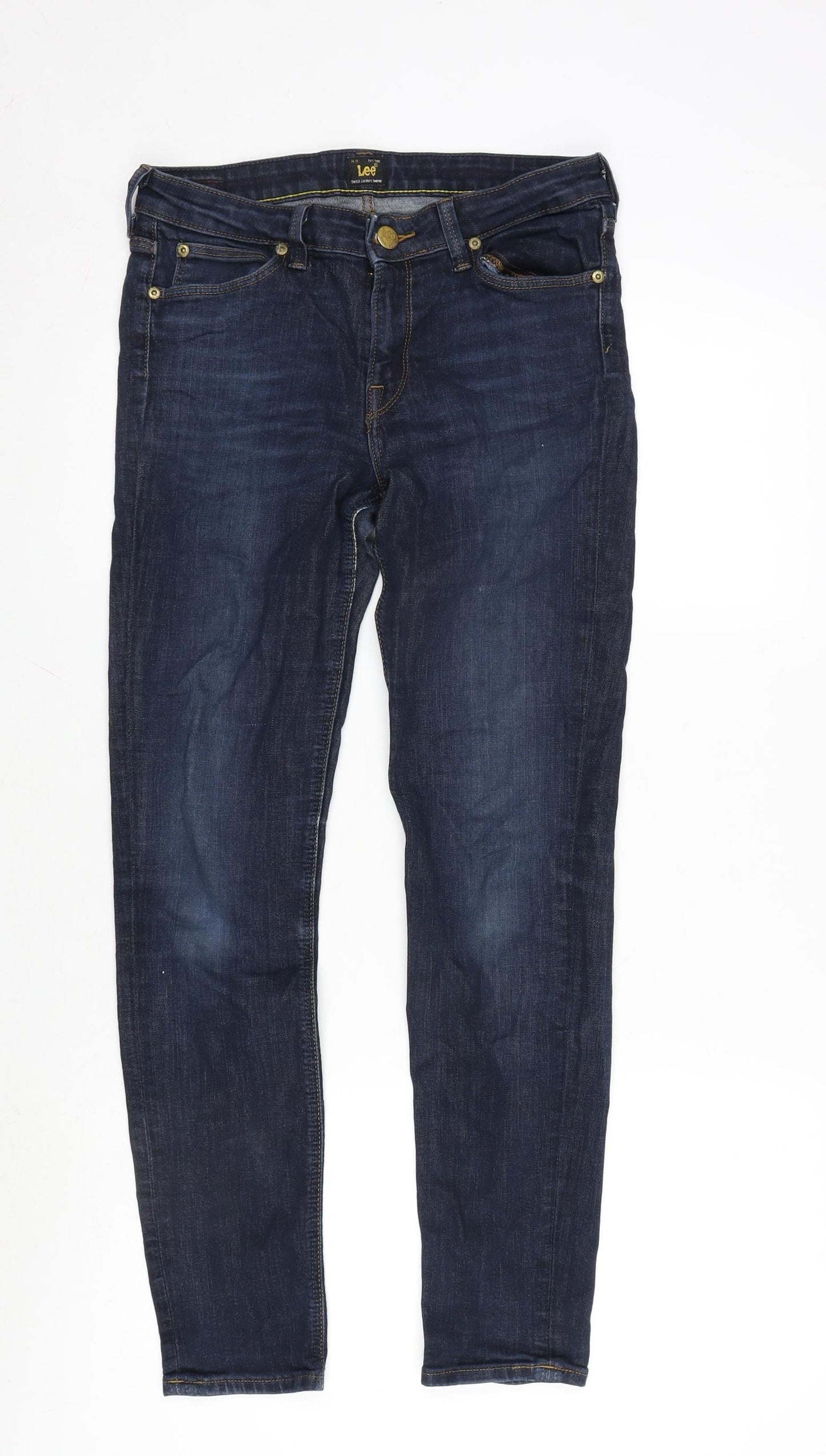 Lee Womens Blue Cotton Blend Straight Jeans Size 29 in L29 in Regular Zip