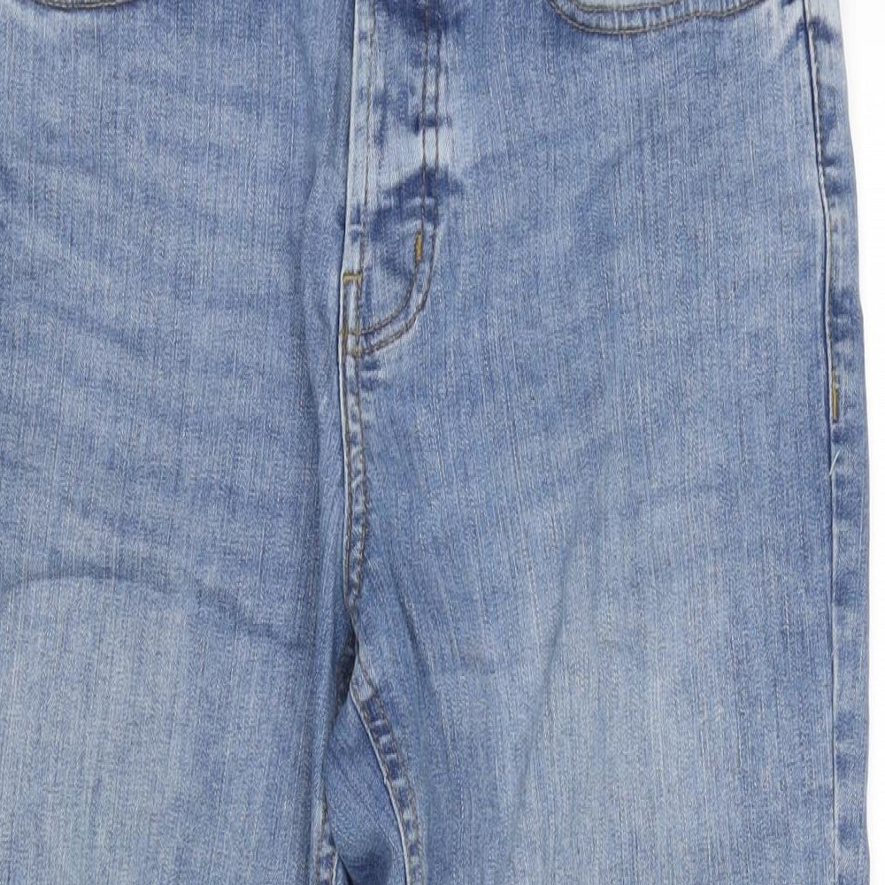 Denim & Co. Womens Blue Cotton Blend Straight Jeans Size 30 in L30 in Regular Button