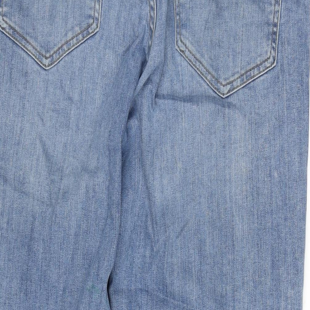 Denim & Co. Womens Blue Cotton Blend Straight Jeans Size 30 in L30 in Regular Button