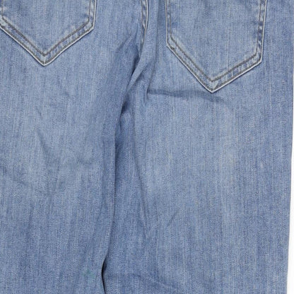 Denim & Co. Womens Blue Cotton Blend Straight Jeans Size 30 in L30 in Regular Button