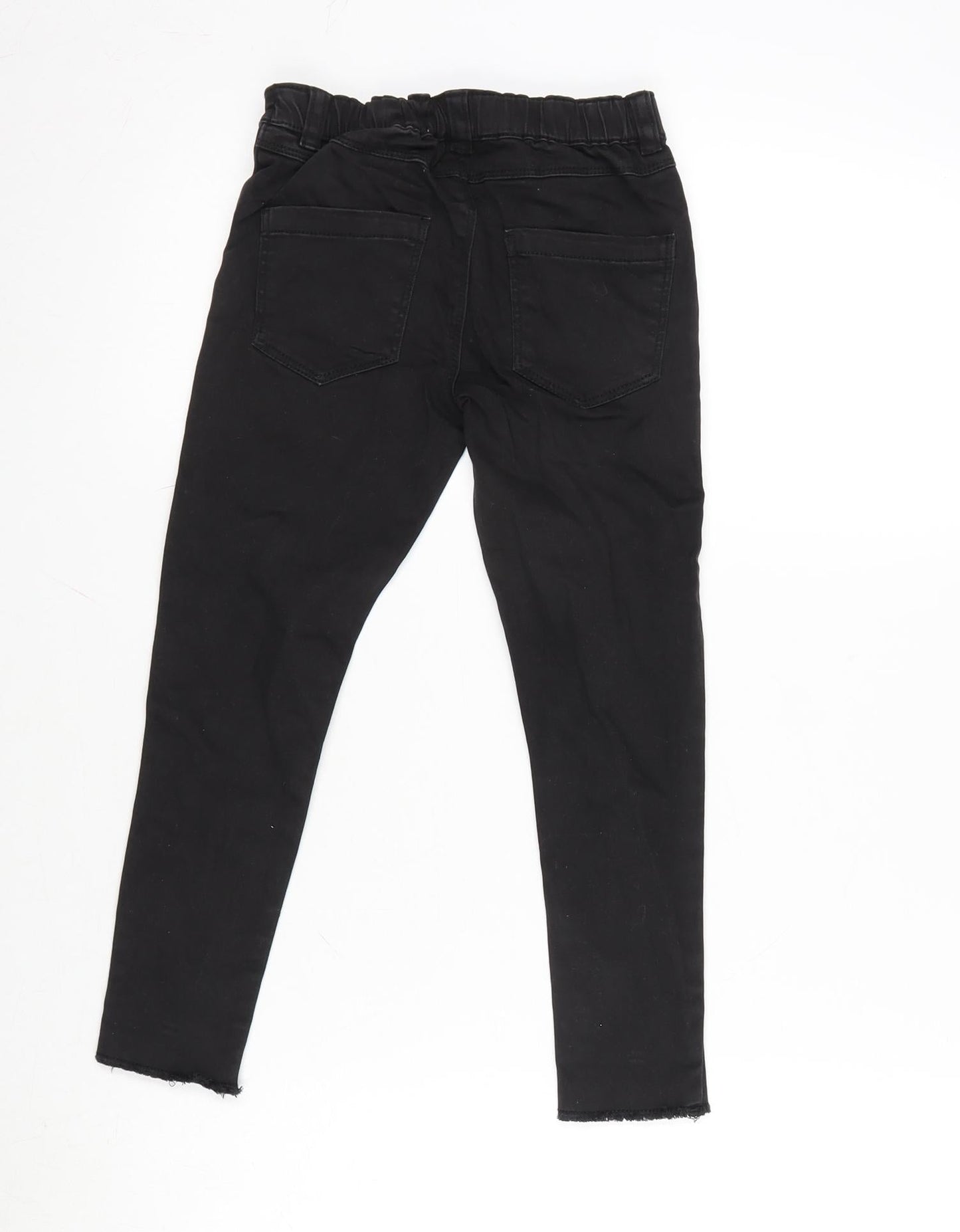 Denim & Co. Girls Black Cotton Straight Jeans Size 5-6 Years L20 in Regular - Raw Hem