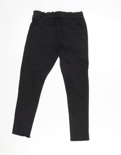 Denim & Co. Girls Black Cotton Straight Jeans Size 5-6 Years L20 in Regular - Raw Hem