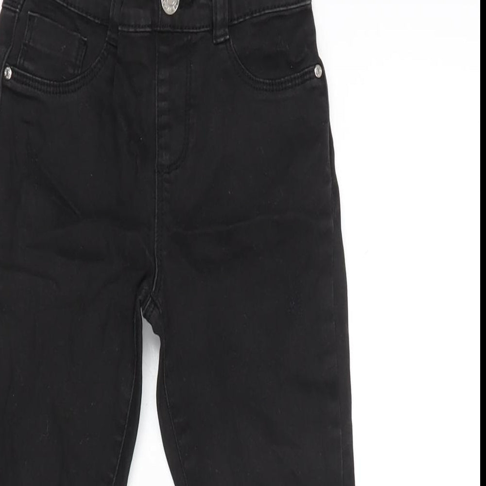 Denim & Co. Girls Black Cotton Straight Jeans Size 5-6 Years L20 in Regular - Raw Hem