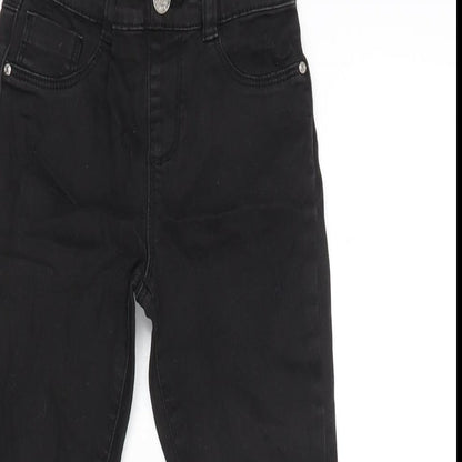 Denim & Co. Girls Black Cotton Straight Jeans Size 5-6 Years L20 in Regular - Raw Hem