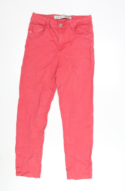Denim & Co. Womens Pink Cotton Blend Skinny Jeans Size 12 L23.5 in Regular Zip