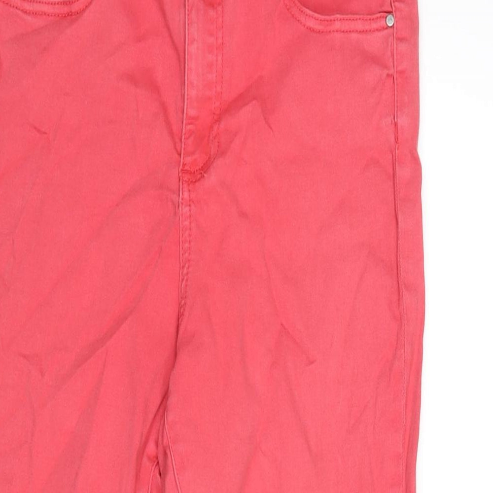 Denim & Co. Womens Pink Cotton Blend Skinny Jeans Size 12 L23.5 in Regular Zip