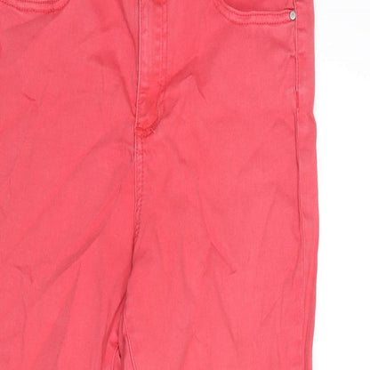 Denim & Co. Womens Pink Cotton Blend Skinny Jeans Size 12 L23.5 in Regular Zip