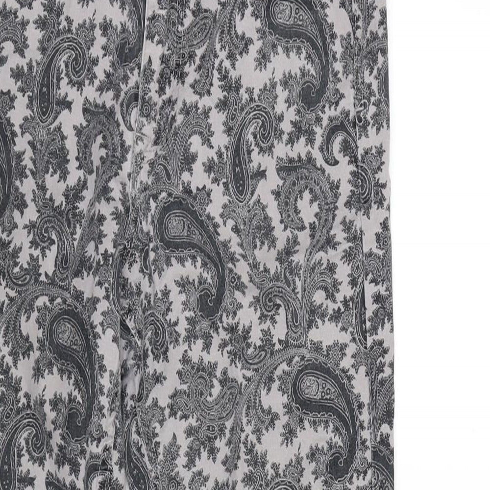 FC Jeans Womens Grey Paisley Cotton Blend Straight Jeans Size 10 L27 in Extra-Slim Zip