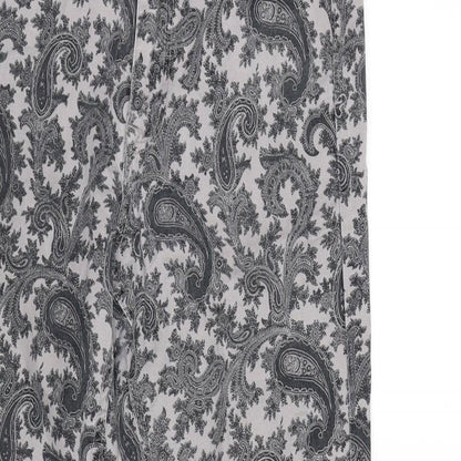 FC Jeans Womens Grey Paisley Cotton Blend Straight Jeans Size 10 L27 in Extra-Slim Zip