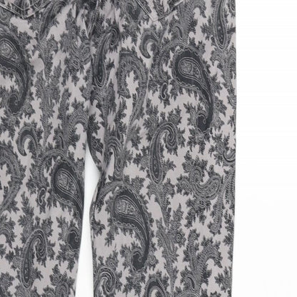 FC Jeans Womens Grey Paisley Cotton Blend Straight Jeans Size 10 L27 in Extra-Slim Zip