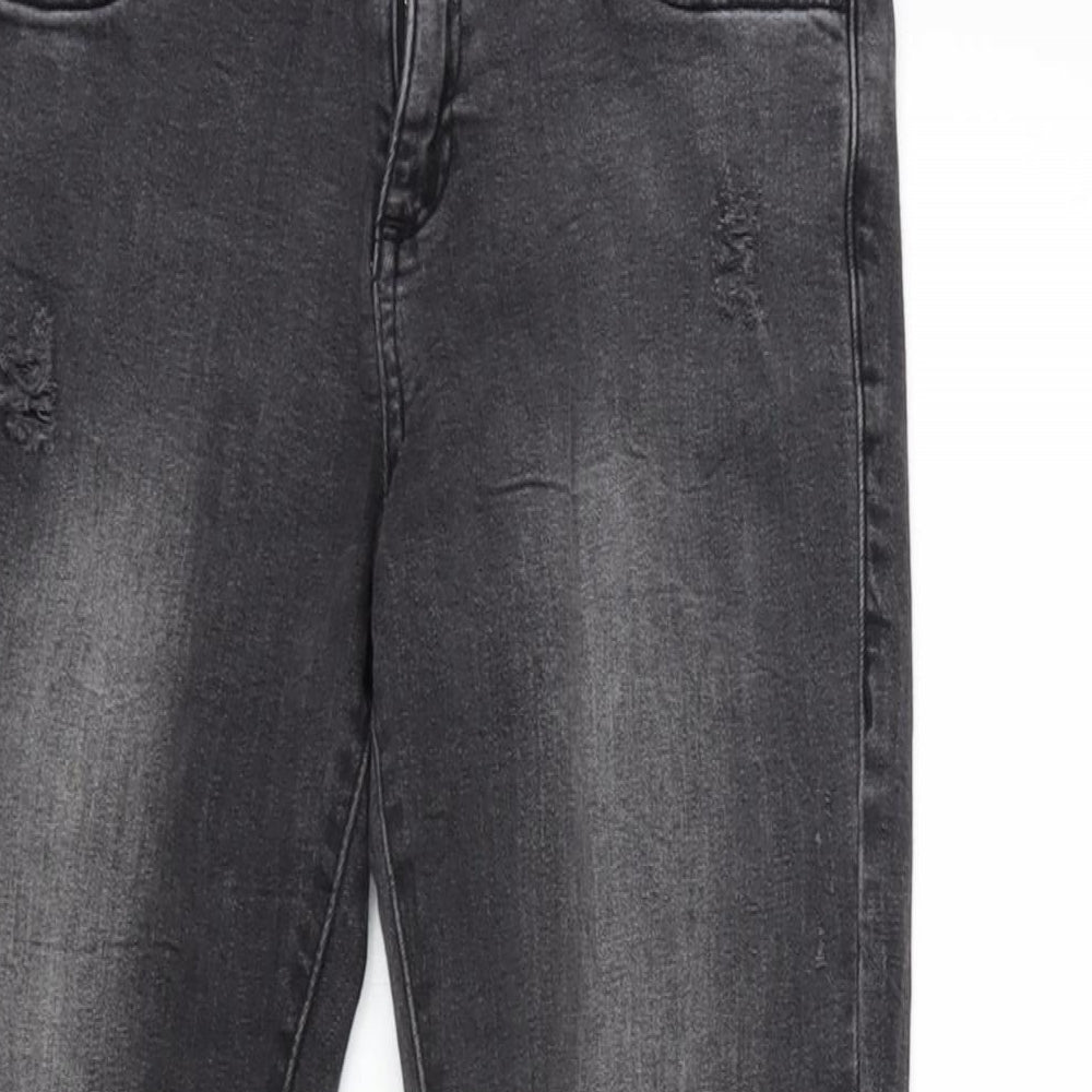 Denim & Co. Womens Grey Cotton Blend Tapered Jeans Size 8 L26 in Regular Zip