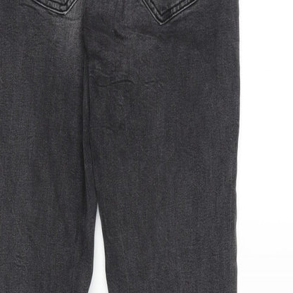 Denim & Co. Womens Grey Cotton Blend Tapered Jeans Size 8 L26 in Regular Zip