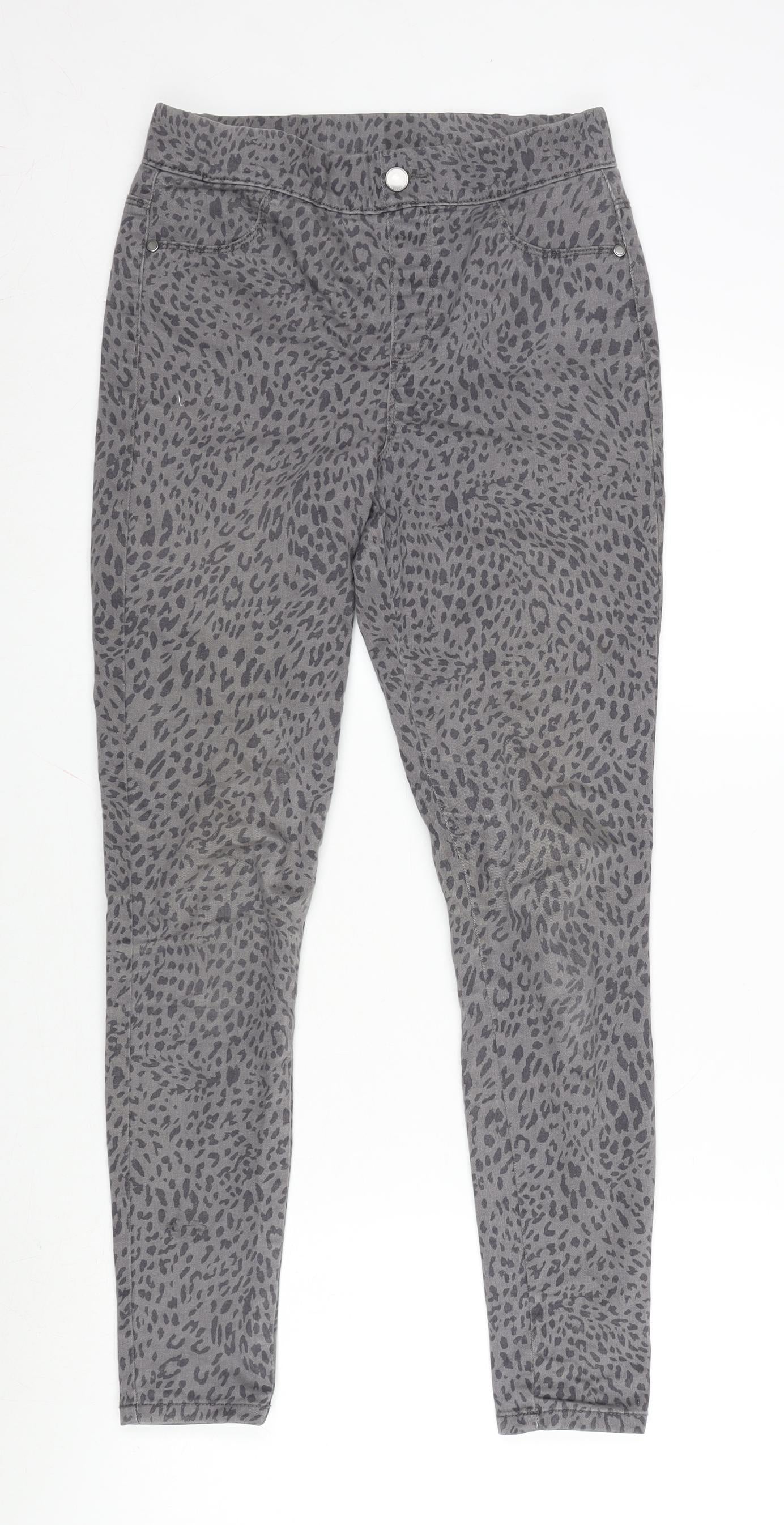 George Womens Grey Camouflage Cotton Blend Jegging Jeans Size 8 L28 in Regular