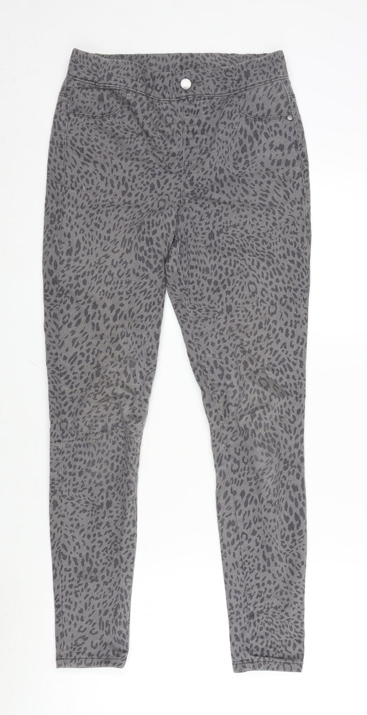 George Womens Grey Camouflage Cotton Blend Jegging Jeans Size 8 L28 in Regular