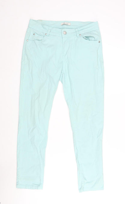 Peacocks Womens Green Cotton Blend Straight Jeans Size 10 L27 in Regular Zip