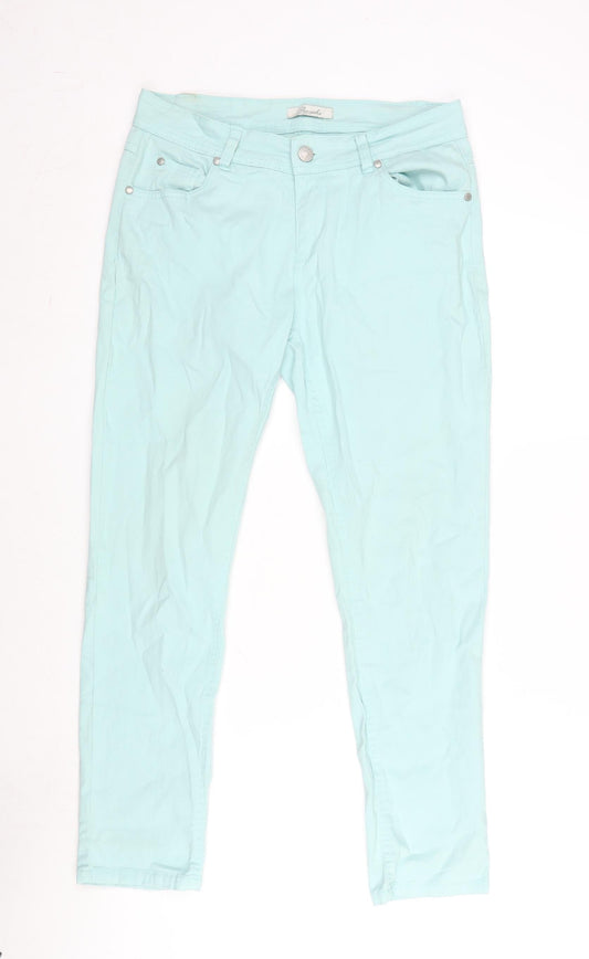 Peacocks Womens Green Cotton Blend Straight Jeans Size 10 L27 in Regular Zip