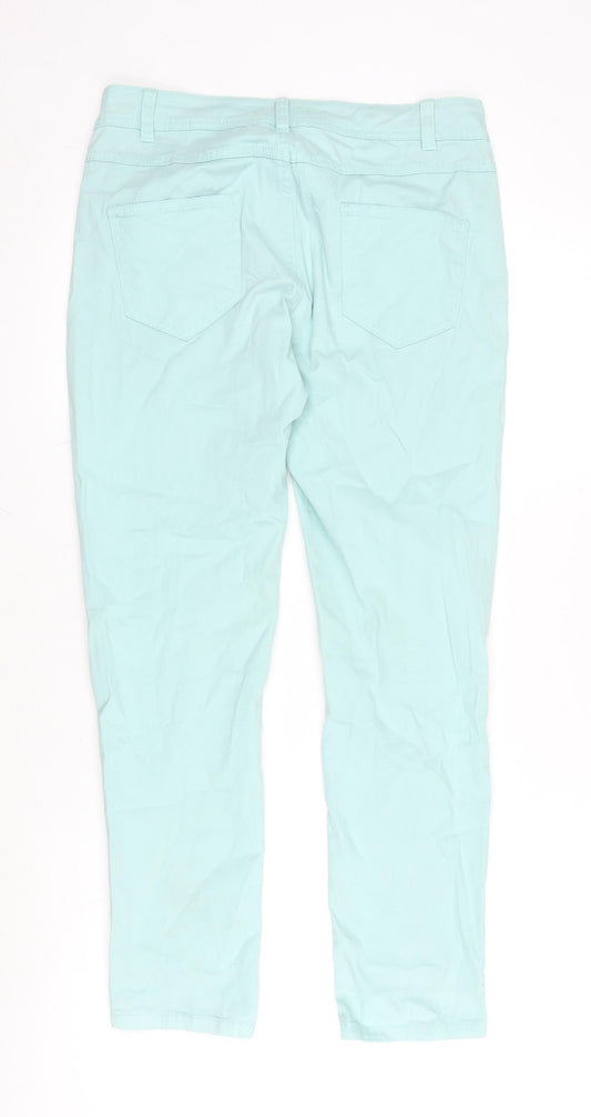 Peacocks Womens Green Cotton Blend Straight Jeans Size 10 L27 in Regular Zip