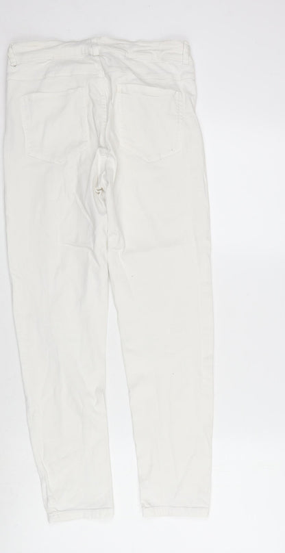 Shana Womens White Cotton Blend Straight Jeans Size 10 L26.5 in Regular Zip