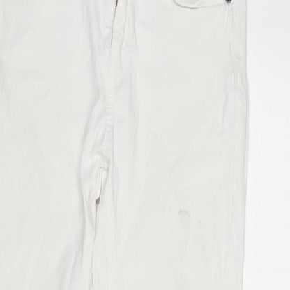 Shana Womens White Cotton Blend Straight Jeans Size 10 L26.5 in Regular Zip