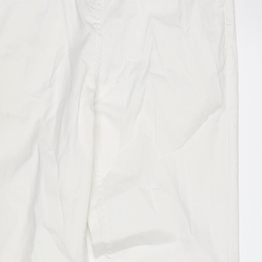 Avenue Womens Ivory Cotton Blend Straight Jeans Size 8 L26 in Regular Zip