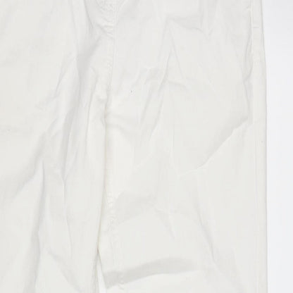 Avenue Womens Ivory Cotton Blend Straight Jeans Size 8 L26 in Regular Zip