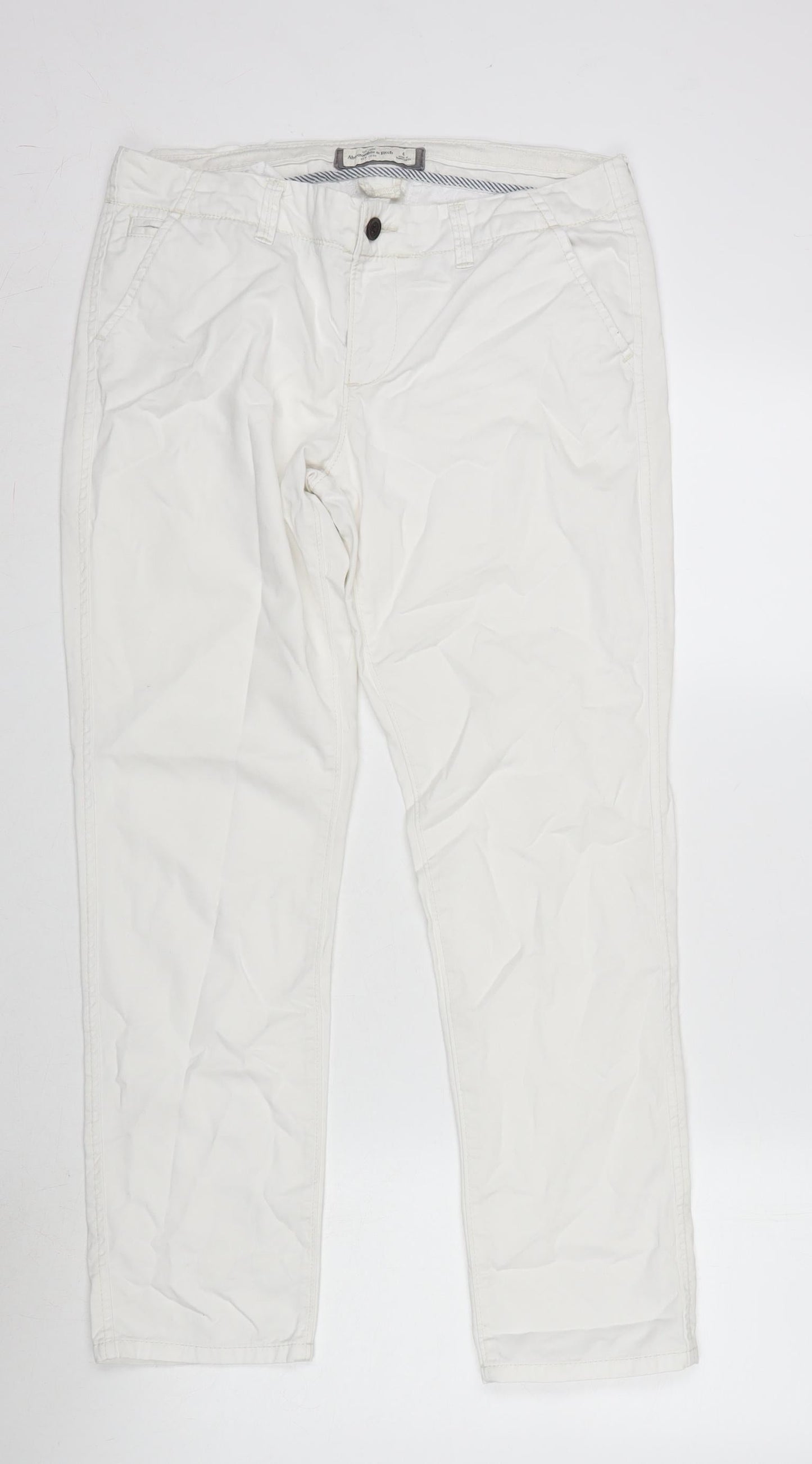 Ambercrombie & Finch Womens Ivory Cotton Straight Jeans Size 32 in L28 in Regular Zip