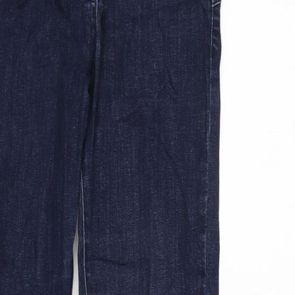 Oasis Womens Blue Cotton Blend Straight Jeans Size 10 L29 in Regular Zip