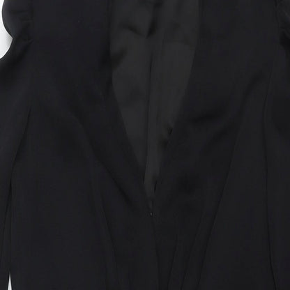 H&M Womens Black Polyester Jacket Dress Size 10 V-Neck Hook & Eye