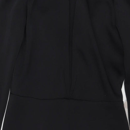 H&M Womens Black Polyester Jacket Dress Size 10 V-Neck Hook & Eye