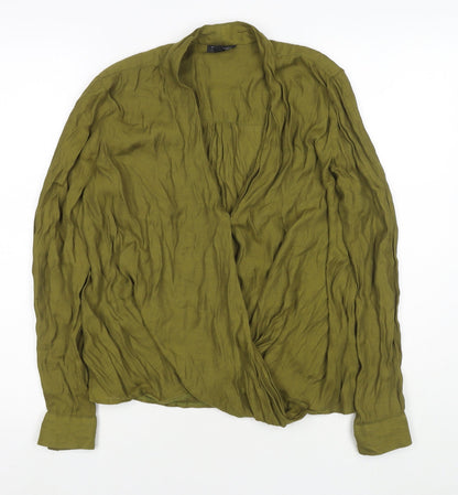 Womens UK Size 10 Topshop Green Basic Blouse