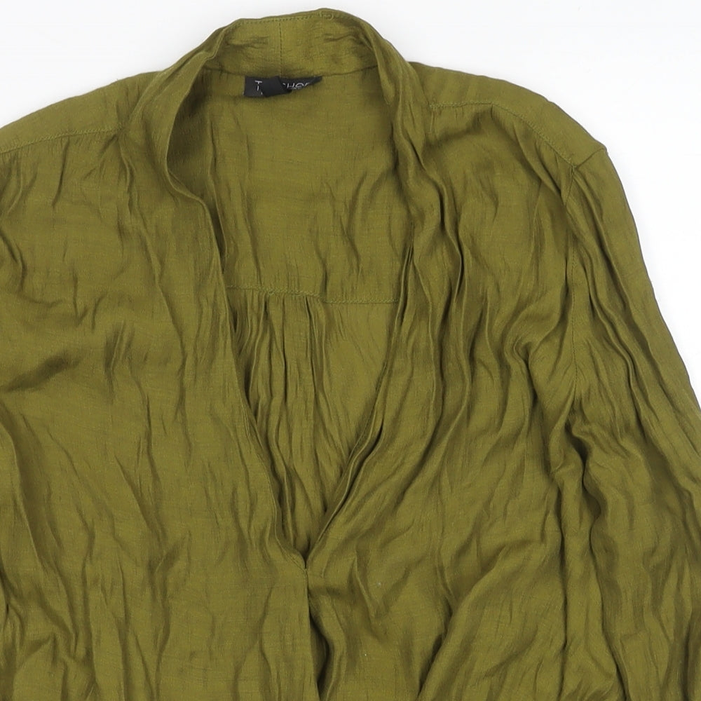 Womens UK Size 10 Topshop Green Basic Blouse