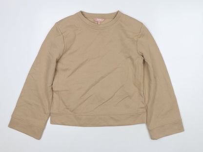 Rosie Womens Beige Cotton Pullover Sweatshirt Size S - Shoulder Pads