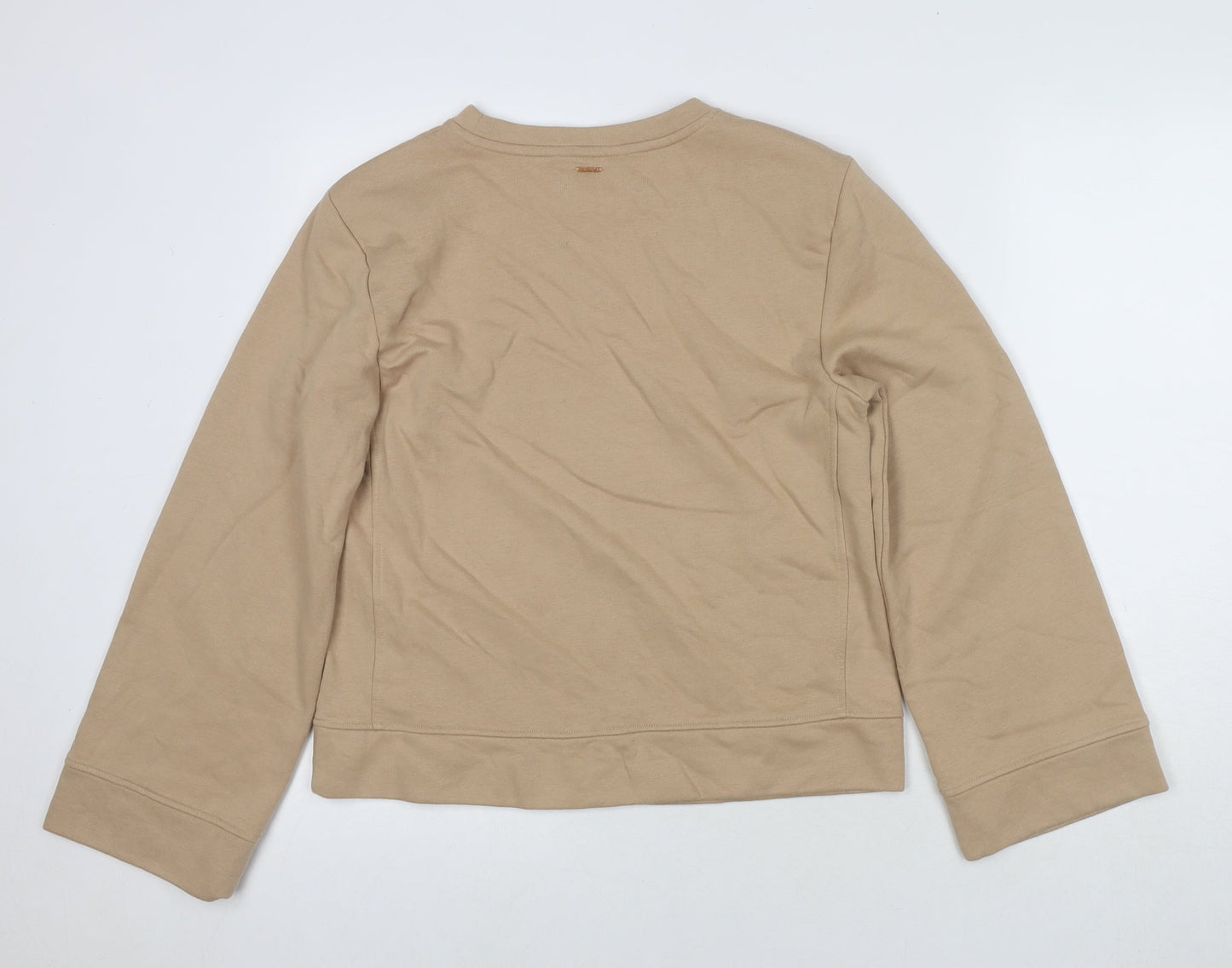 Rosie Womens Beige Cotton Pullover Sweatshirt Size S - Shoulder Pads