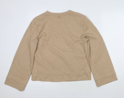 Rosie Womens Beige Cotton Pullover Sweatshirt Size S - Shoulder Pads