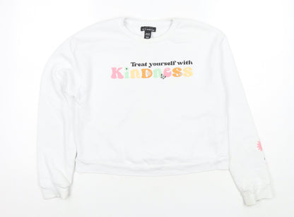 New Look Girls White Cotton Pullover Sweatshirt Size 12-13 Years Pullover - Treat yourself with kidness