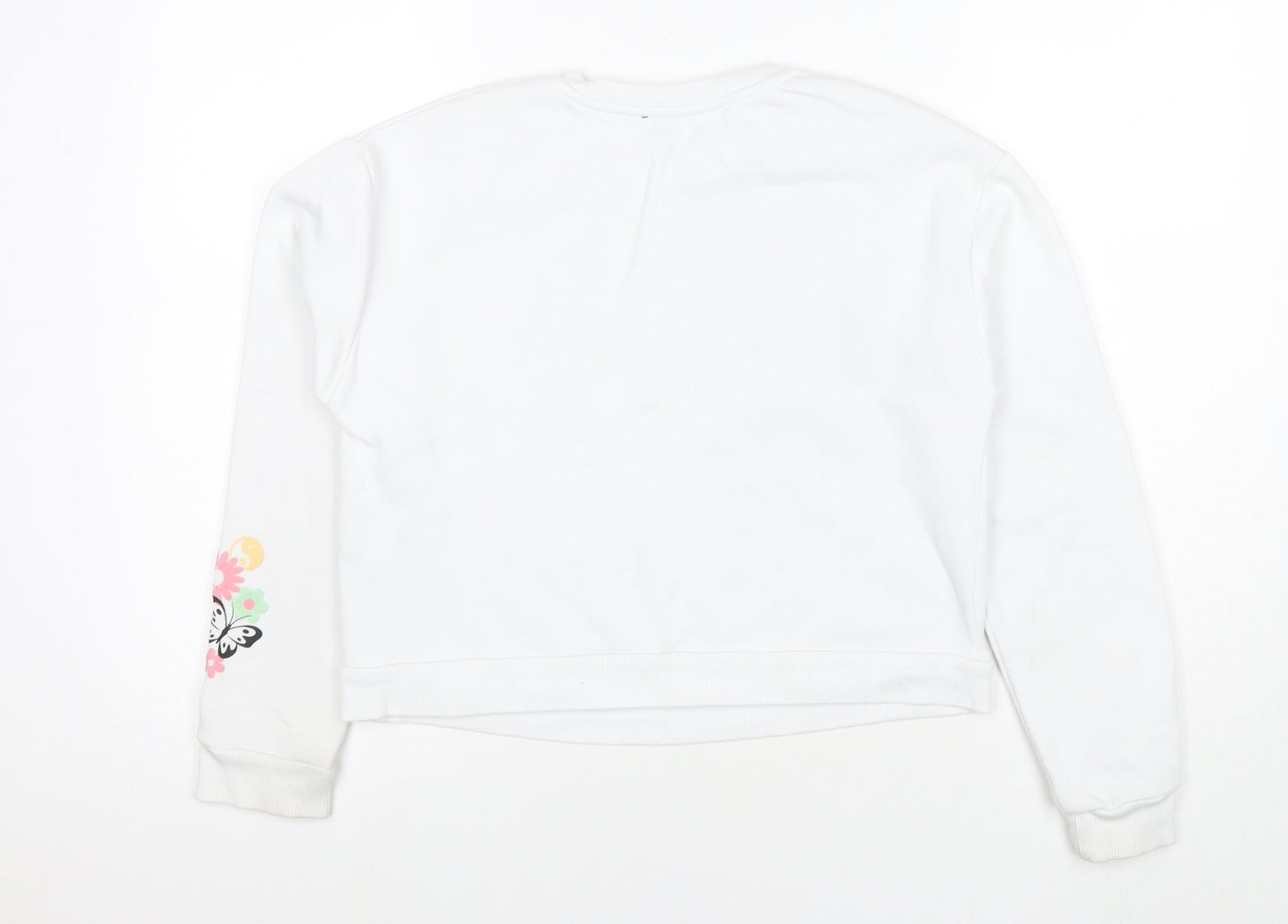 New Look Girls White Cotton Pullover Sweatshirt Size 12-13 Years Pullover - Treat yourself with kidness