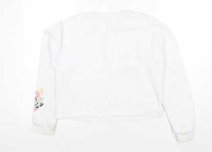 New Look Girls White Cotton Pullover Sweatshirt Size 12-13 Years Pullover - Treat yourself with kidness
