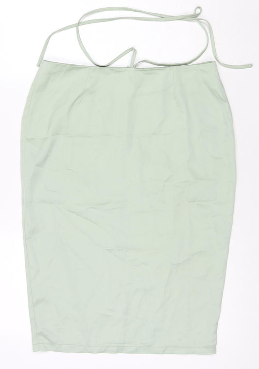 PRETTYLITTLETHING Womens Green Polyester Straight & Pencil Skirt Size 10 Zip