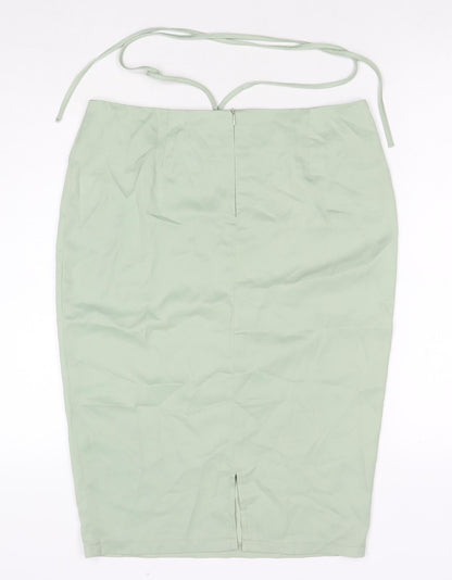 PRETTYLITTLETHING Womens Green Polyester Straight & Pencil Skirt Size 10 Zip