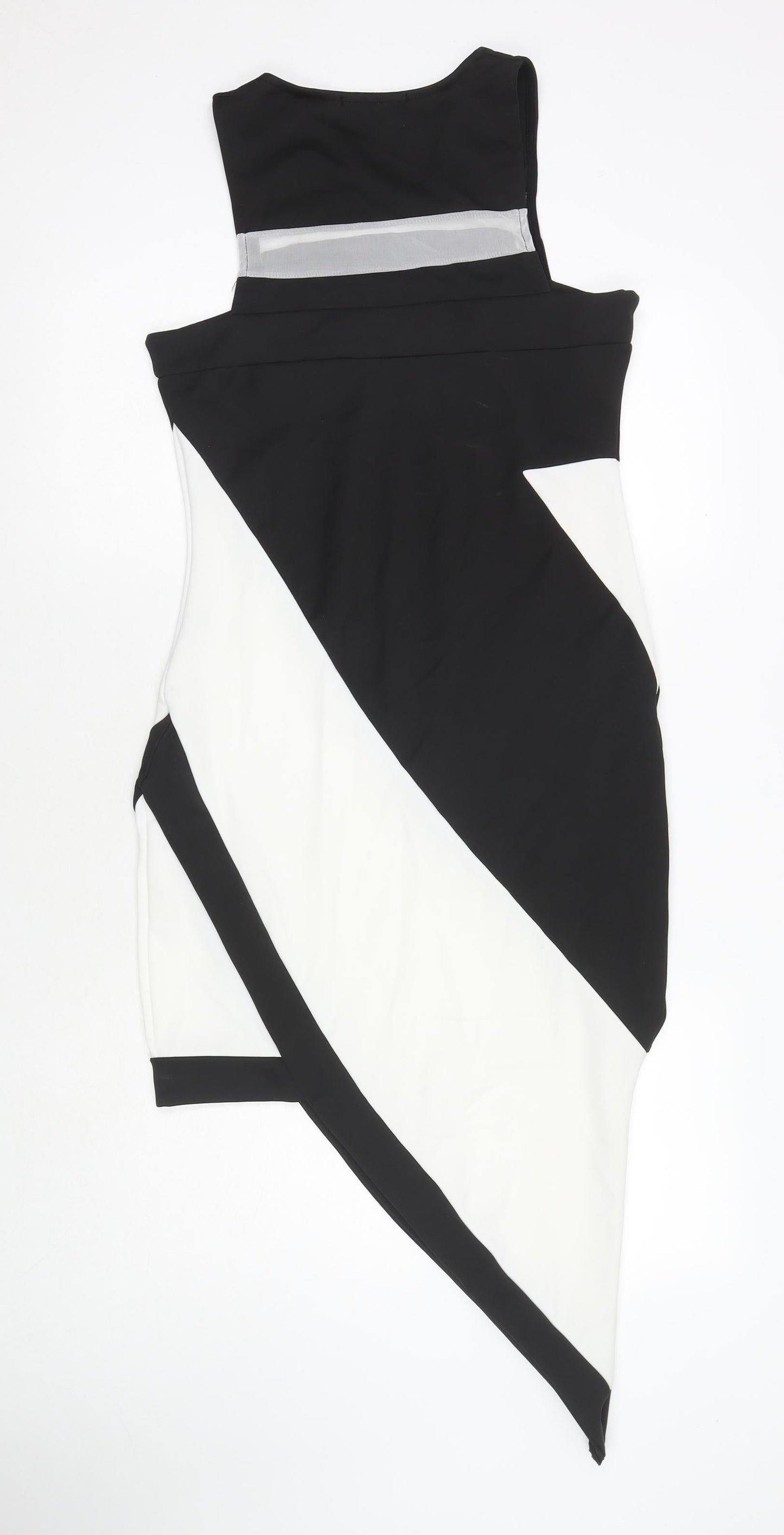 Boohoo Womens White Colourblock Polyester Tank Dress Size 12 Round Neck Pullover