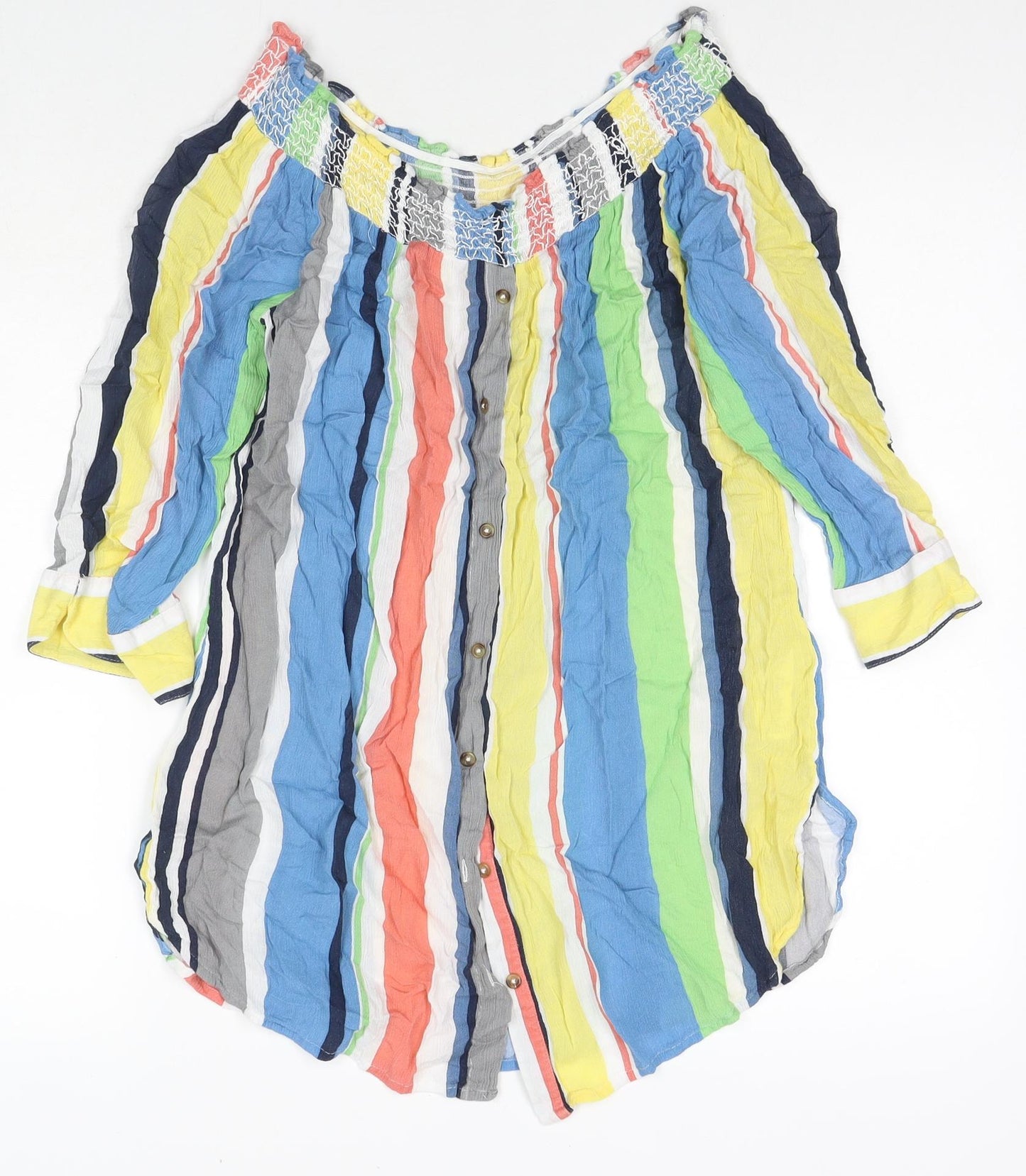 Womens UK Size 14 NEXT Multicoloured Basic Button-Up